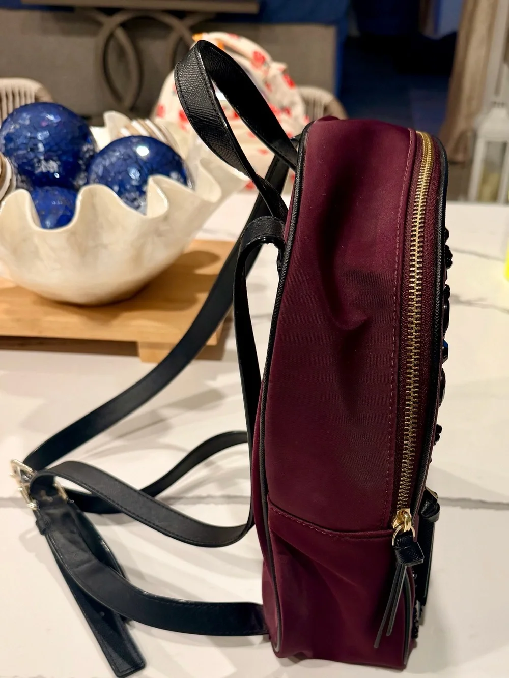 Kate Spade Wilson Road Burgundy Crystal Embellished Backpack RARE Retail $320